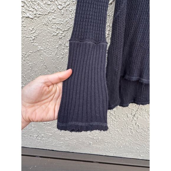 Free People Long Sleeve Raw Hem Black Tunic, S - Picture 3 of 16